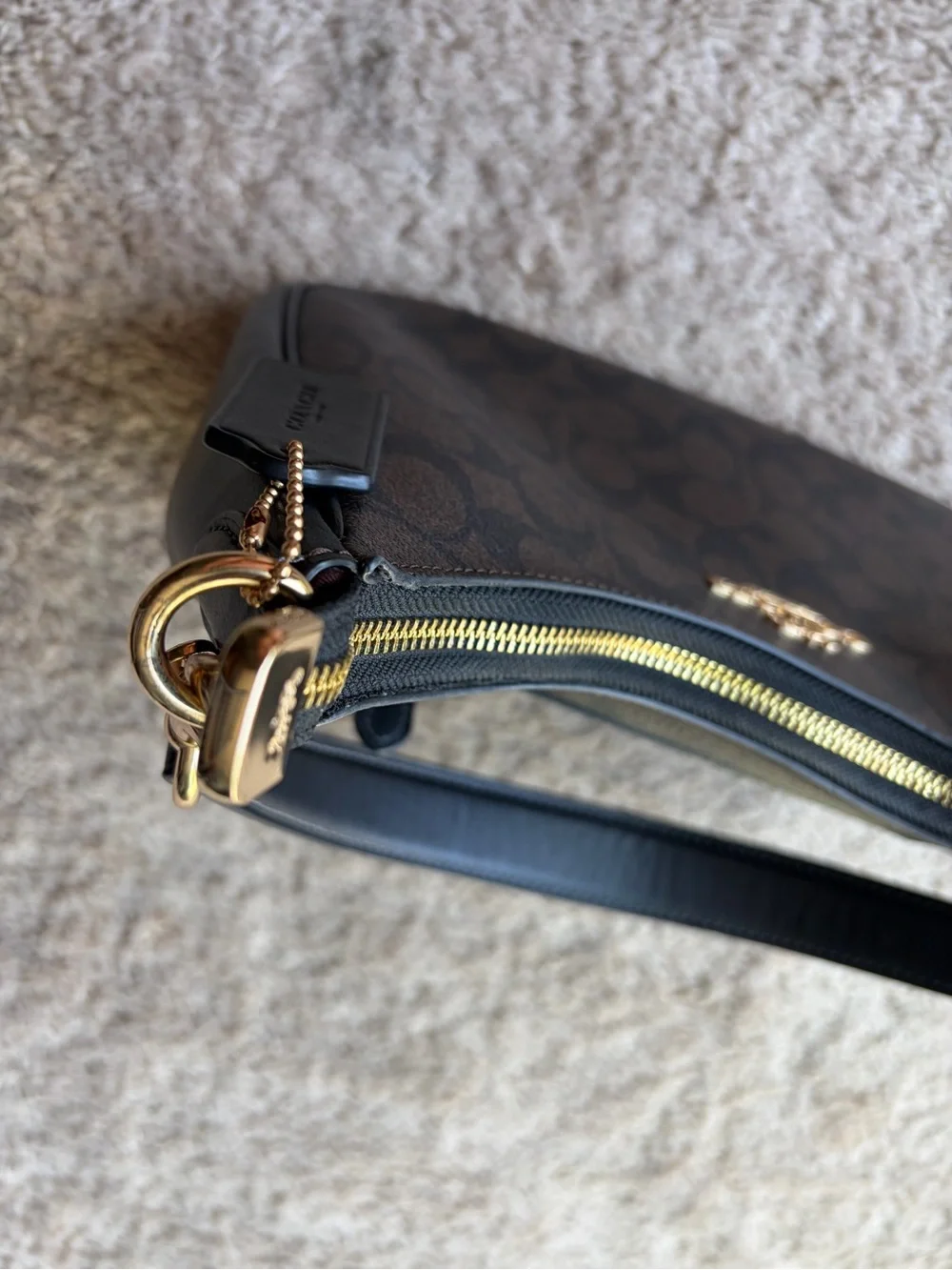 Coach Teri Hobo Bag in Signature Canvas | Gold Brown Black | Style Number CK161